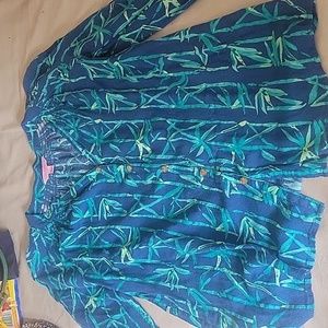 Lily Pulitzer Blue and Green Bamboo Top Small